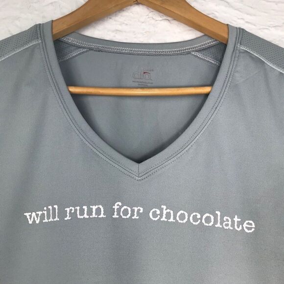 Alo Yoga Cool Fit “Will Run For Chocolate” activewear shirt - Picture 3 of 11